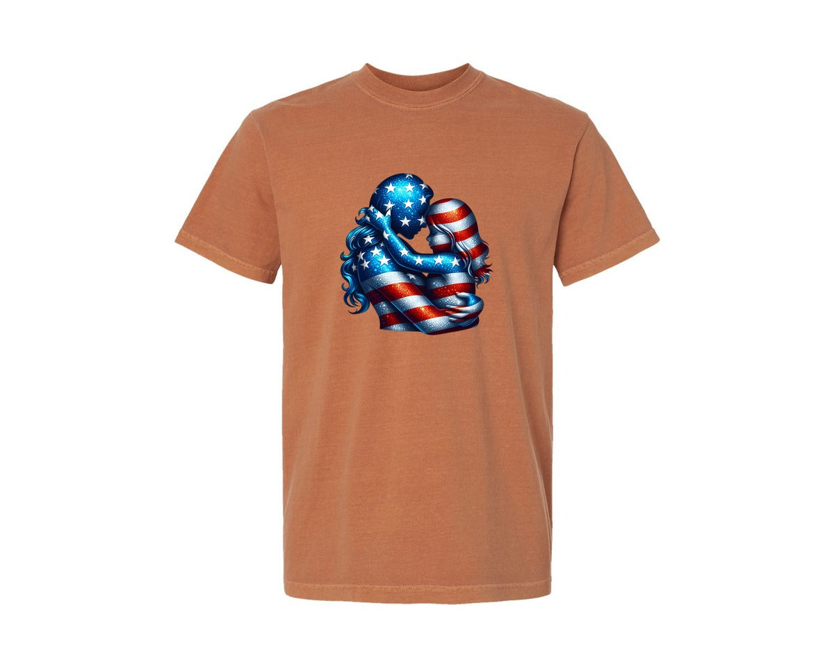brand:Comfort Colors|color:Yam|American Mother Daughter 4Th Of July Graphic T-Shirt