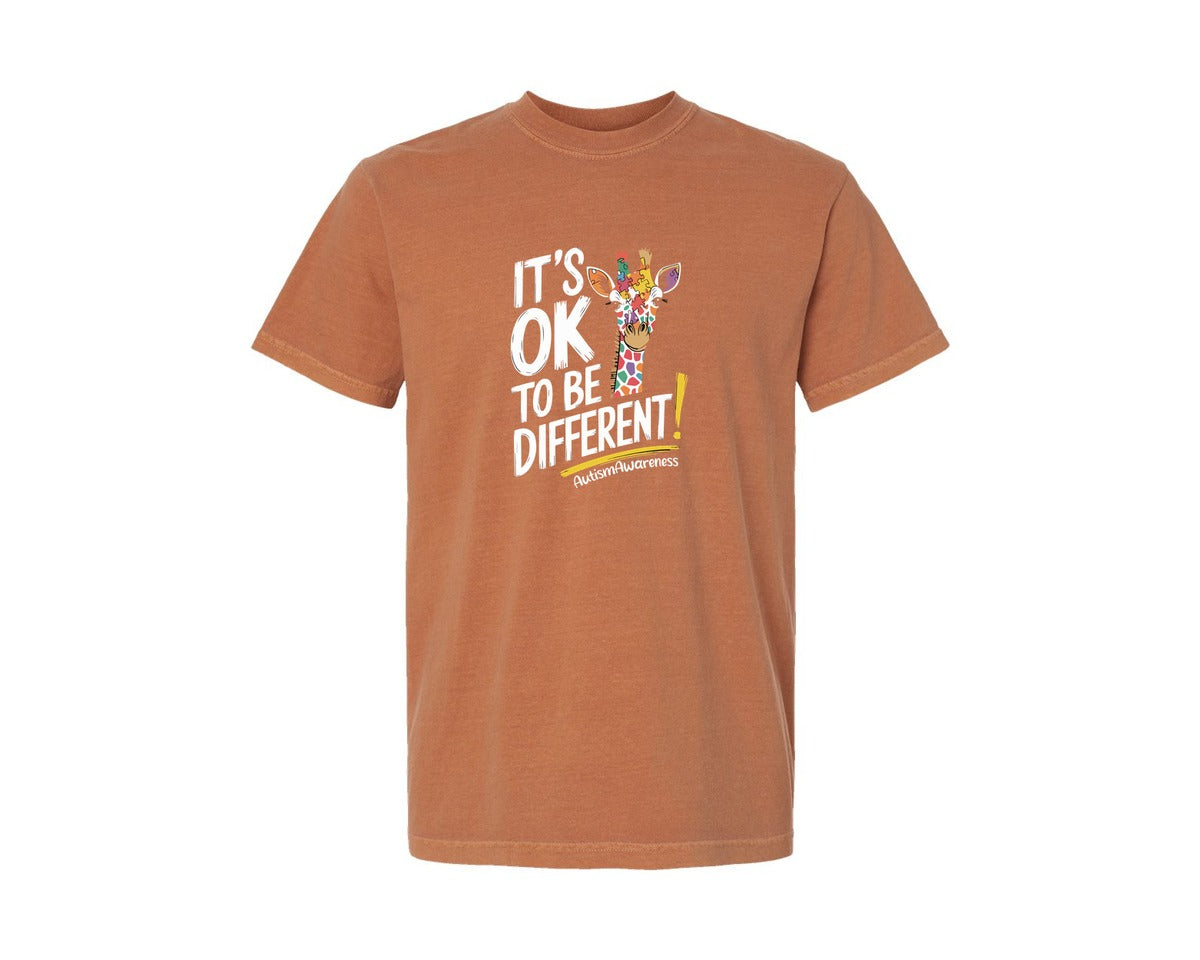 brand:Comfort Colors|color:Yam|Its Ok To Be Different Autism Awareness 17 Graphic T-Shirt
