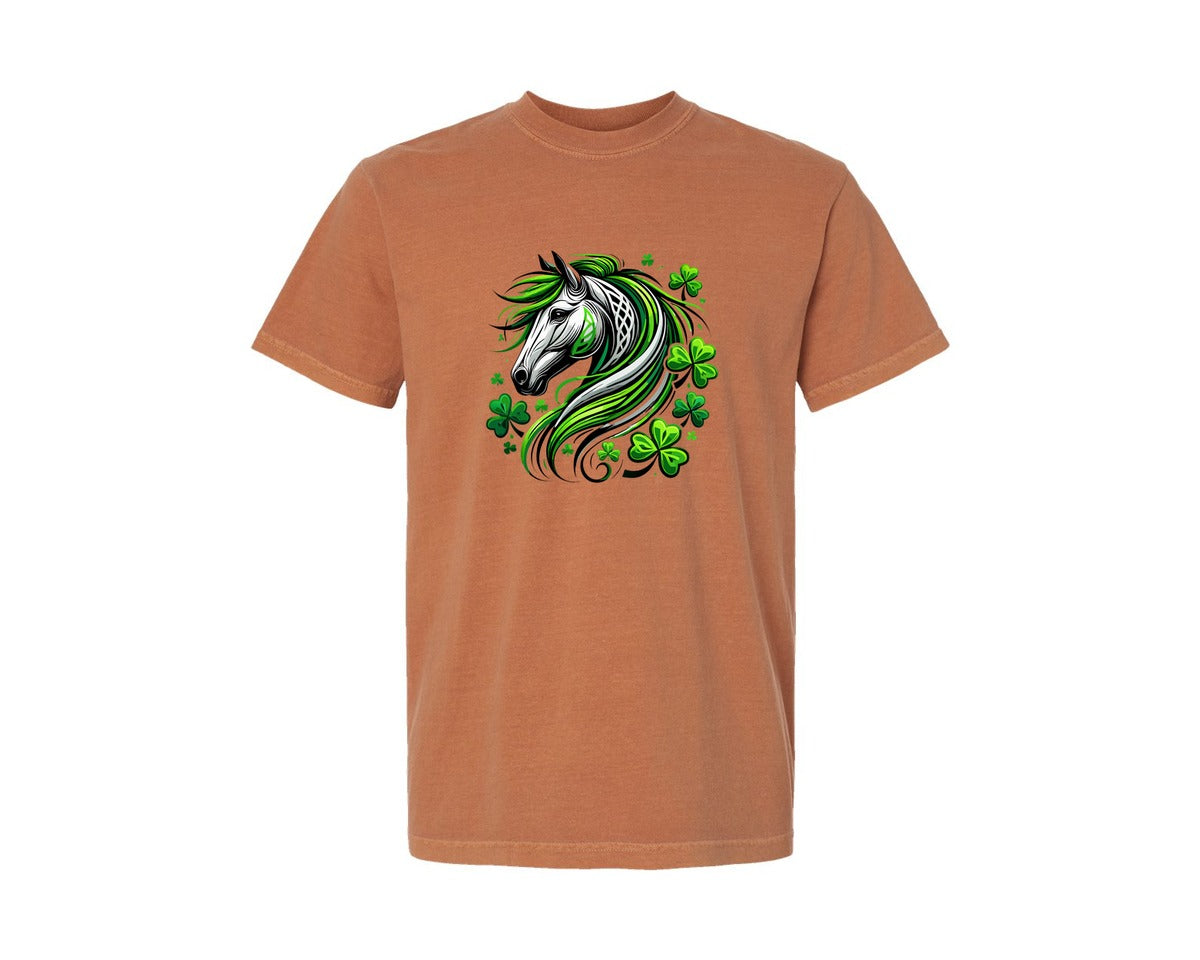 brand:Comfort Colors|color:Yam|St Patricks Day Horse Lucky Graphic T-Shirt