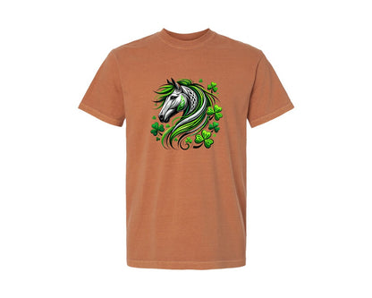 brand:Comfort Colors|color:Yam|St Patricks Day Horse Lucky Graphic T-Shirt