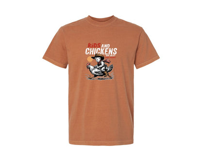 brand:Comfort Colors|color:Yam|Kids And Chickens Are Best Free Range 5 Graphic T-Shirt