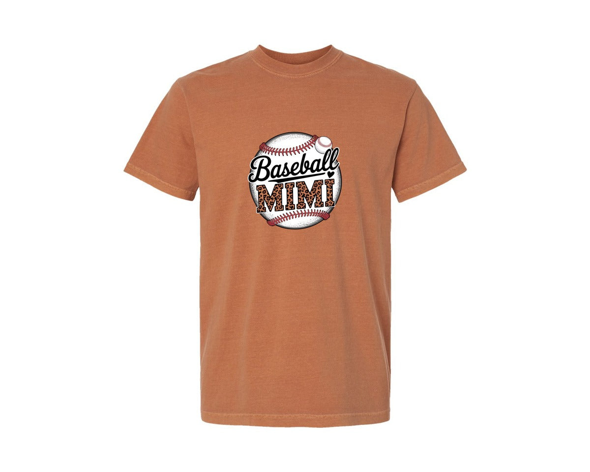 brand:Comfort Colors|color:Yam|Leopard Baseball Mimi Shirt Graphic T-Shirt