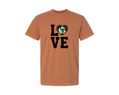 brand:Comfort Colors|color:Yam|Love Volleyball Design Volleyball Lover Graphic T-Shirt
