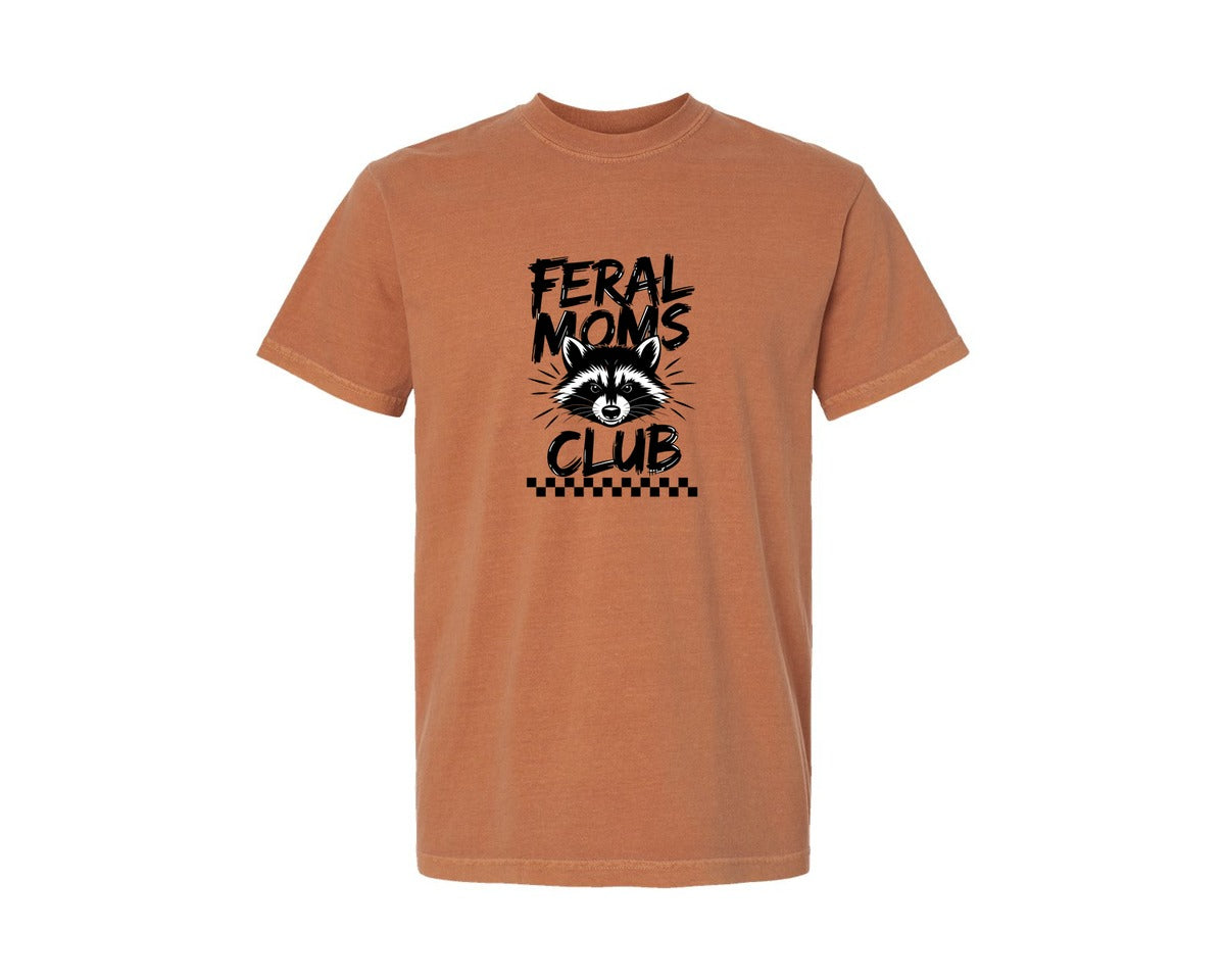 brand:Comfort Colors|color:Yam|Feral Moms Club Mom Life Raccoon Graphic T-Shirt