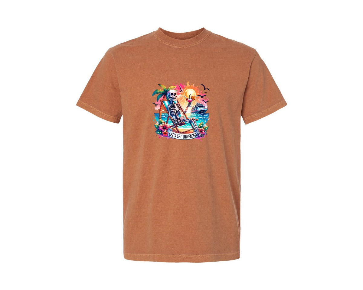 brand:Comfort Colors|color:Yam|Cruise Skeleton Funny Graphic T-Shirt
