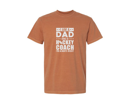 brand:Comfort Colors|color:Yam|Hockey Coach Dad Hockey Sport Graphic T-Shirt