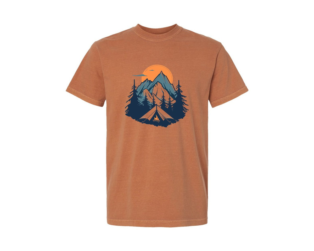 brand:Comfort Colors|color:Yam|Sunset Camping Adventure T Shirt Design 8 Graphic T-Shirt