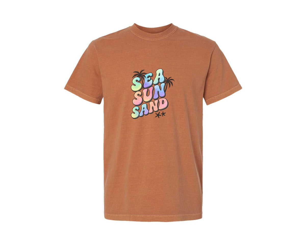 brand:Comfort Colors|color:Yam|Sea Sun Sand T Shirt Design Graphic T-Shirt