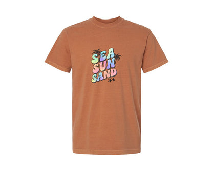 brand:Comfort Colors|color:Yam|Sea Sun Sand T Shirt Design Graphic T-Shirt