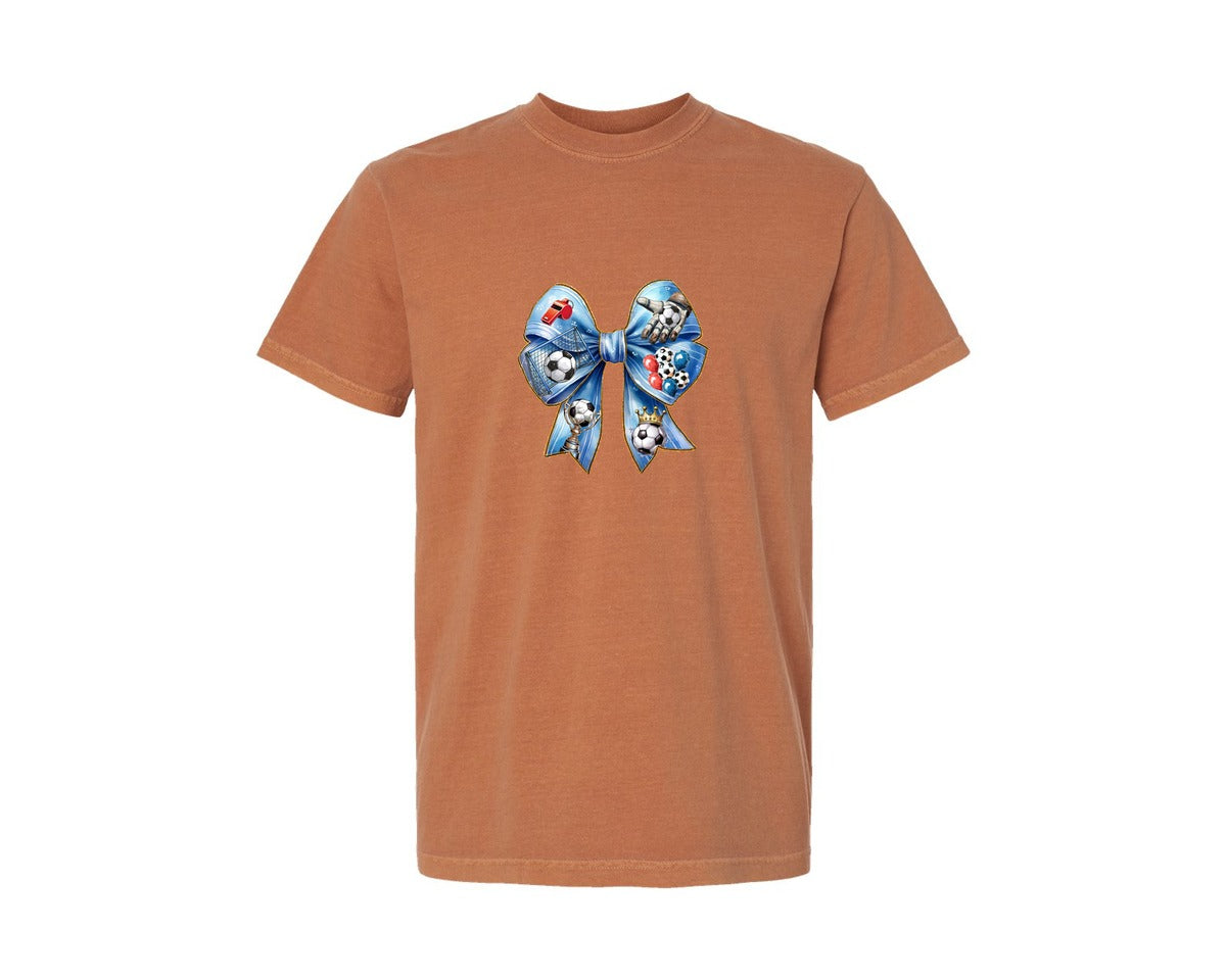 brand:Comfort Colors|color:Yam|Coquette Soccer Game Day Graphic T-Shirt