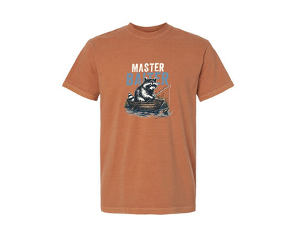 brand:Comfort Colors|color:Yam|Master Baiter Raccoon Fishing Shirt Graphic T-Shirt