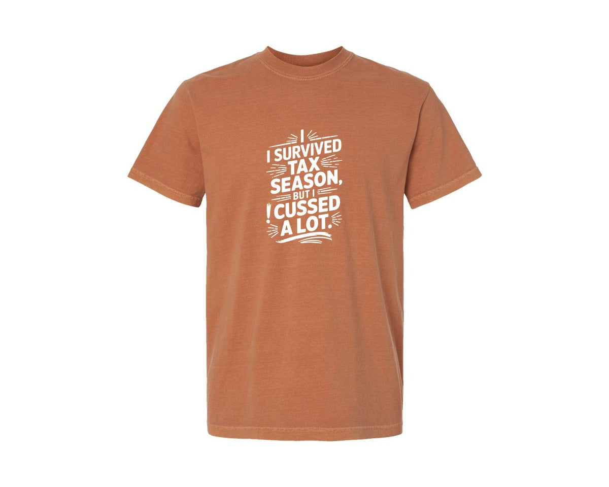 brand:Comfort Colors|color:Yam|I Survived Tax Season Accountant Account Graphic T-Shirt