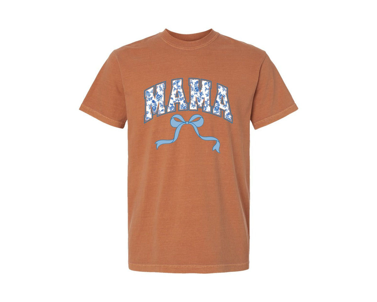 brand:Comfort Colors|color:Yam|Mama Chinoiserie Coquette Bow Graphic T-Shirt