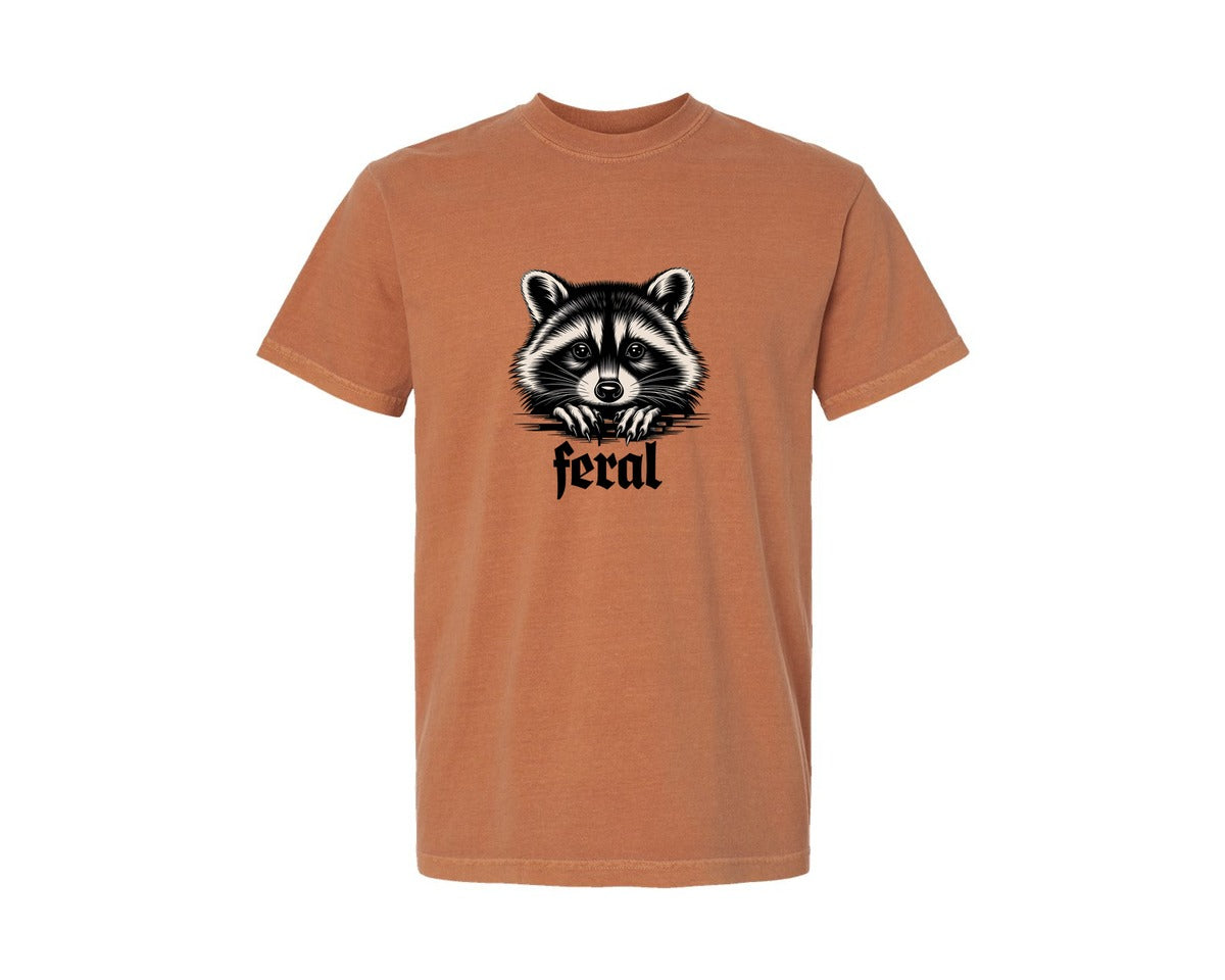 brand:Comfort Colors|color:Yam|Feral Raccoon Gothic Grunge Wild Graphic T-Shirt