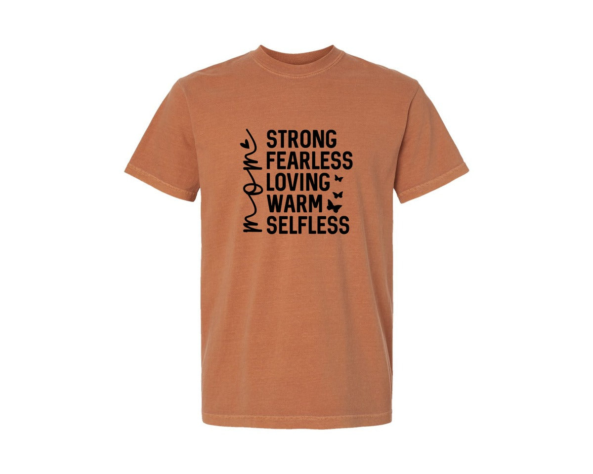 brand:Comfort Colors|color:Yam|Strong Fearless Loving Warm Selfless Graphic T-Shirt