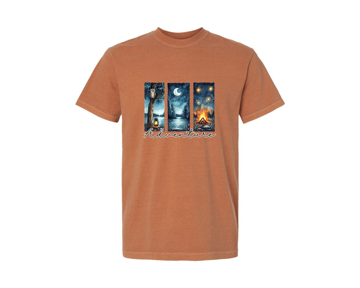 brand:Comfort Colors|color:Yam|Camping Adventure Trendy Boho Graphic T-Shirt