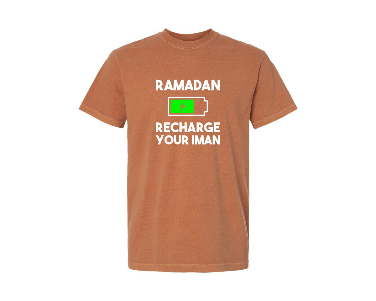 brand:Comfort Colors|color:Yam|Ramadan Recharge Your Iman Muslim Motiv Graphic T-Shirt