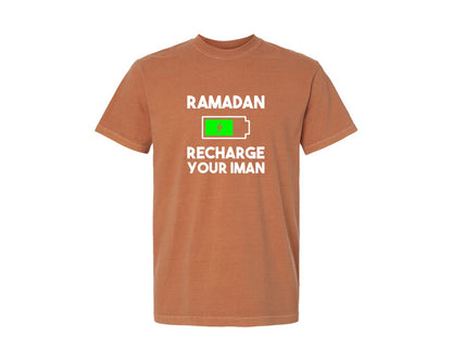 brand:Comfort Colors|color:Yam|Ramadan Recharge Your Iman Muslim Motiv Graphic T-Shirt