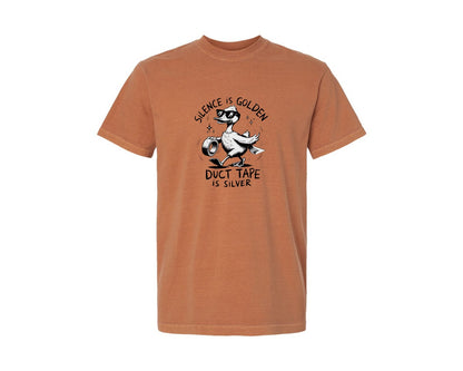 brand:Comfort Colors|color:Yam|Duct Tape Duck Silence Is Golden Graphic T-Shirt