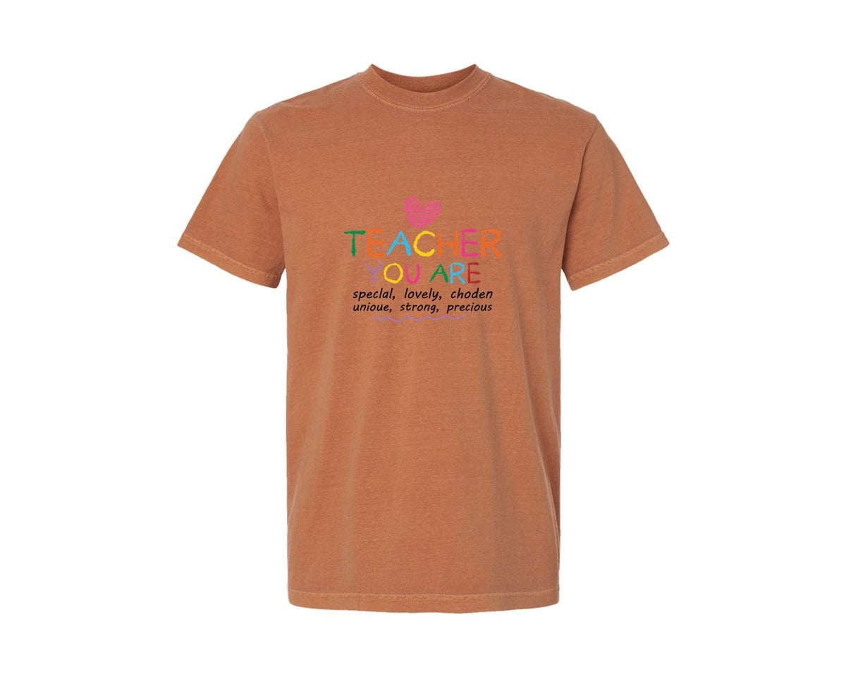 brand:Comfort Colors|color:Yam|Bible Teacher Name Custom Design Graphic T-Shirt