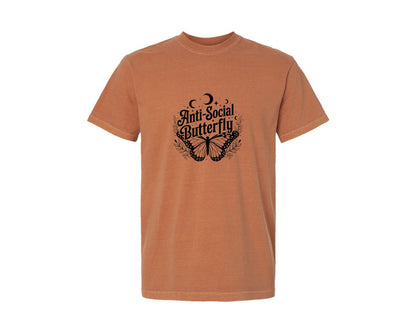 brand:Comfort Colors|color:Yam|Anti Social Butterfly Gothic 10 Graphic T-Shirt
