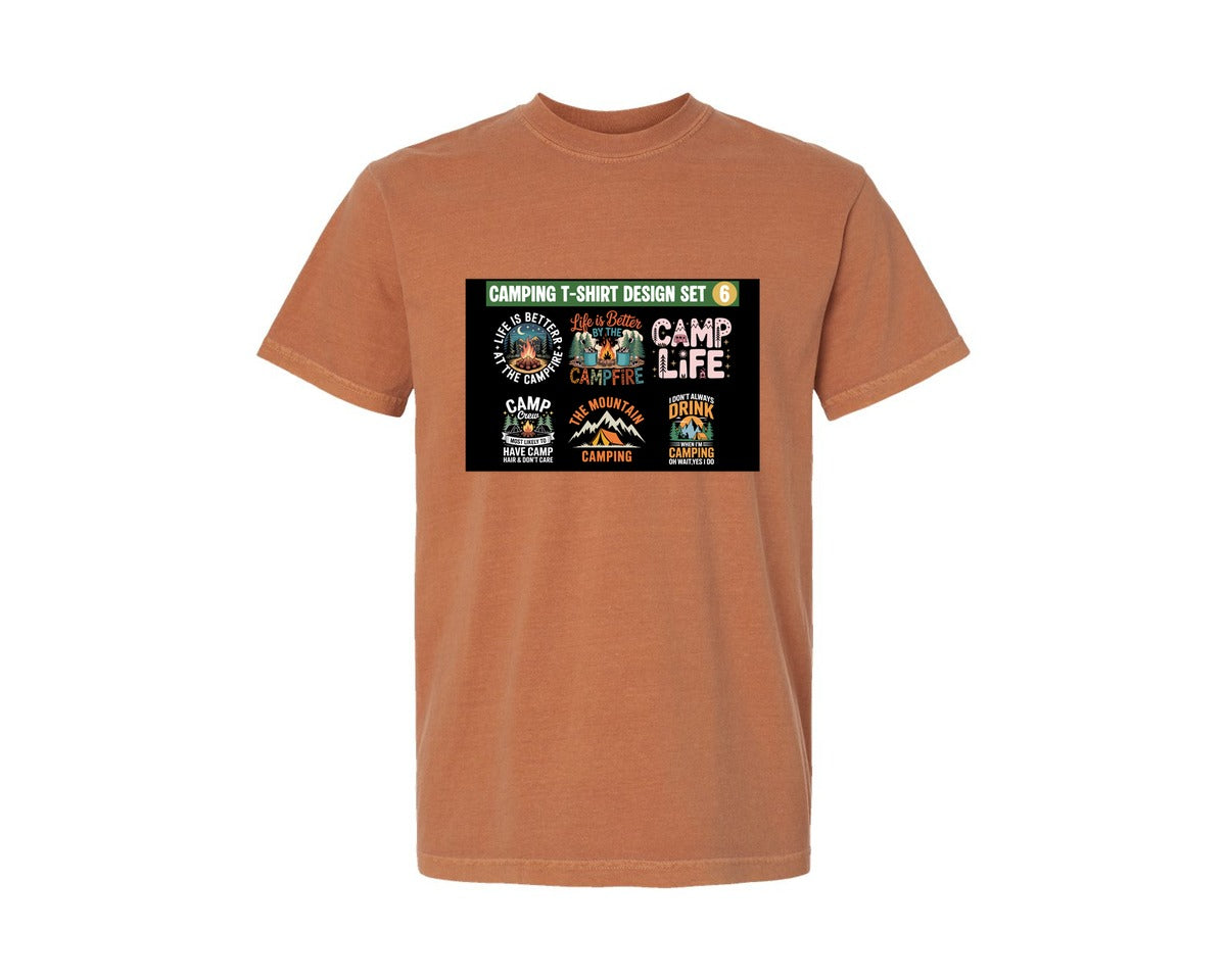 brand:Comfort Colors|color:Yam|Retro Camping Life Set Graphic T-Shirt