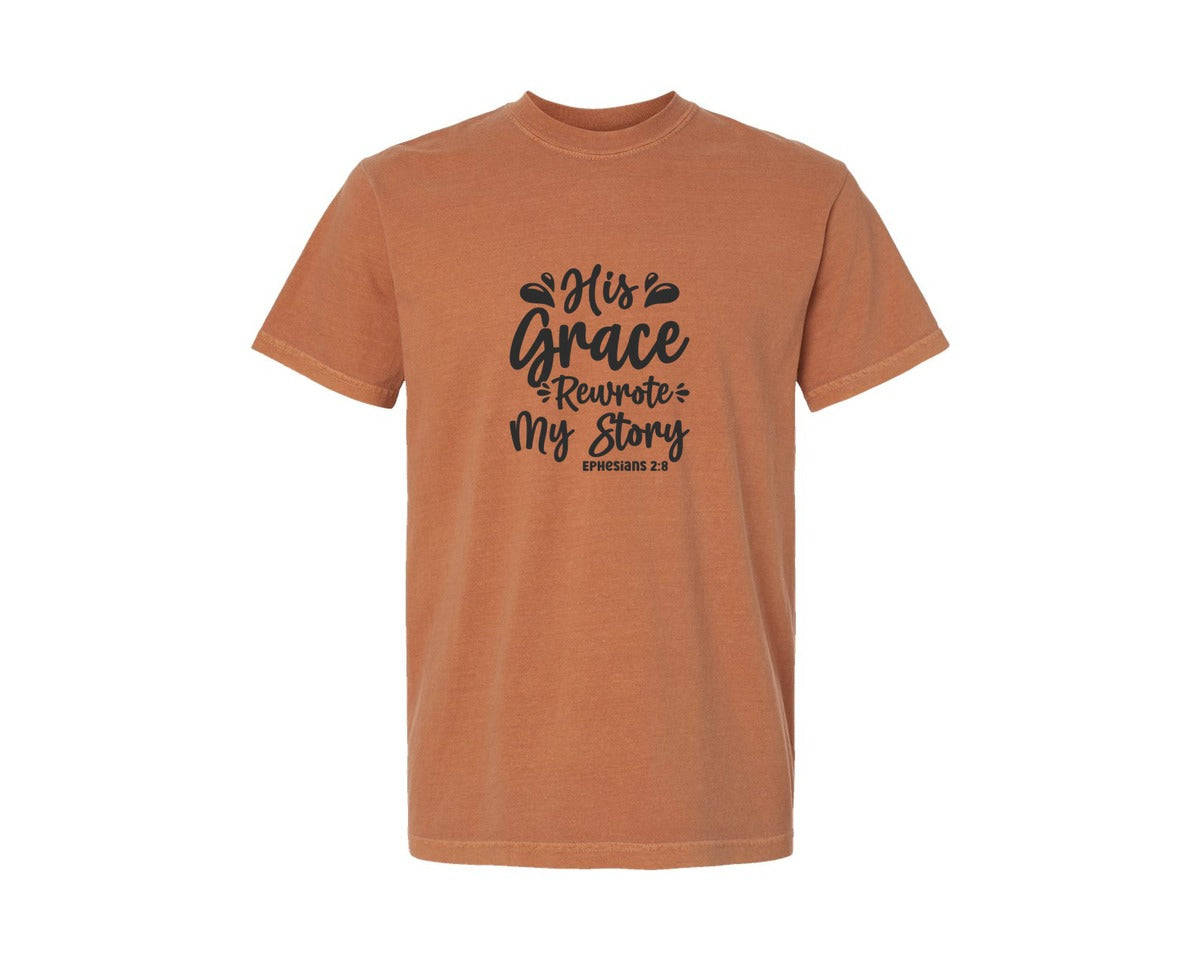 brand:Comfort Colors|color:Yam|His Grace Rewrites My Story Graphic T-Shirt