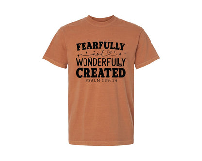 brand:Comfort Colors|color:Yam|Fearfully And Wonderfully Religious Graphic T-Shirt