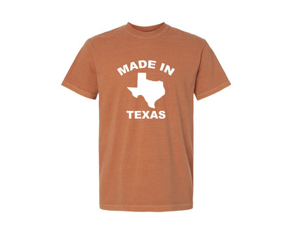 brand:Comfort Colors|color:Yam|Made In Texas With Texas Map Graphic T-Shirt