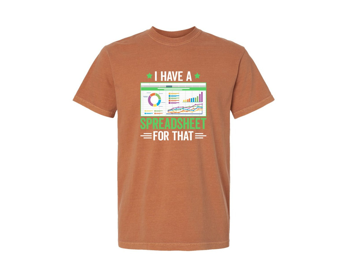 brand:Comfort Colors|color:Yam|Spreadsheet Accountant Analyst Excel Dvg Graphic T-Shirt