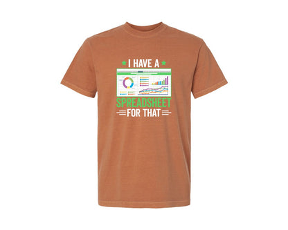 brand:Comfort Colors|color:Yam|Spreadsheet Accountant Analyst Excel Dvg Graphic T-Shirt