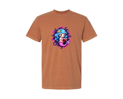 brand:Comfort Colors|color:Yam|Retro 80S Neon Mermaid Design Art 5 Graphic T-Shirt