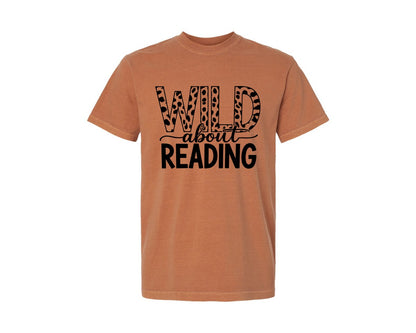 brand:Comfort Colors|color:Yam|Wild About Reading Teacher Life Graphic T-Shirt