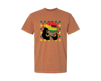 brand:Comfort Colors|color:Yam|Juneteenth 1865 Afro Woman Freedom Graphic T-Shirt