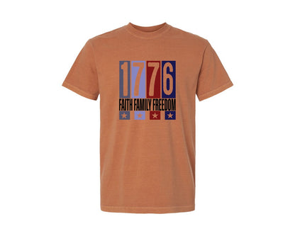 brand:Comfort Colors|color:Yam|Faith Family Freedom 1776 Graphic T-Shirt