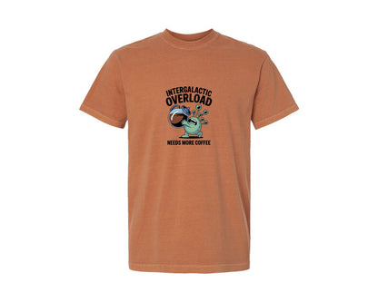 brand:Comfort Colors|color:Yam|Funny Alien Coffee Overload 3 Graphic T-Shirt