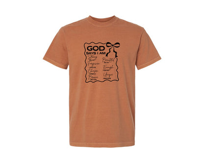 brand:Comfort Colors|color:Yam|God Says I Am Coquette Christian Graphic T-Shirt