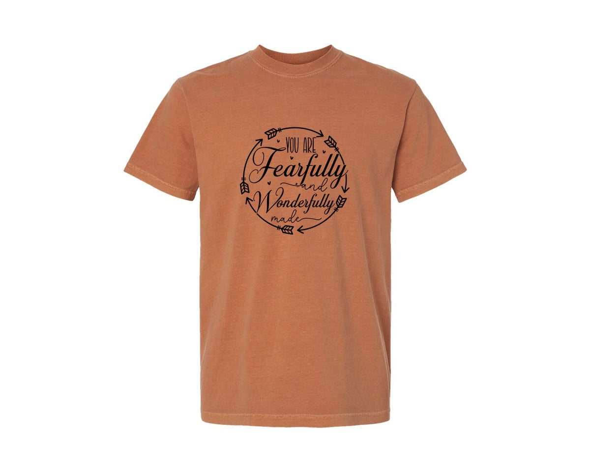 brand:Comfort Colors|color:Yam|You Are Fearfully And Sleeve Design Graphic T-Shirt