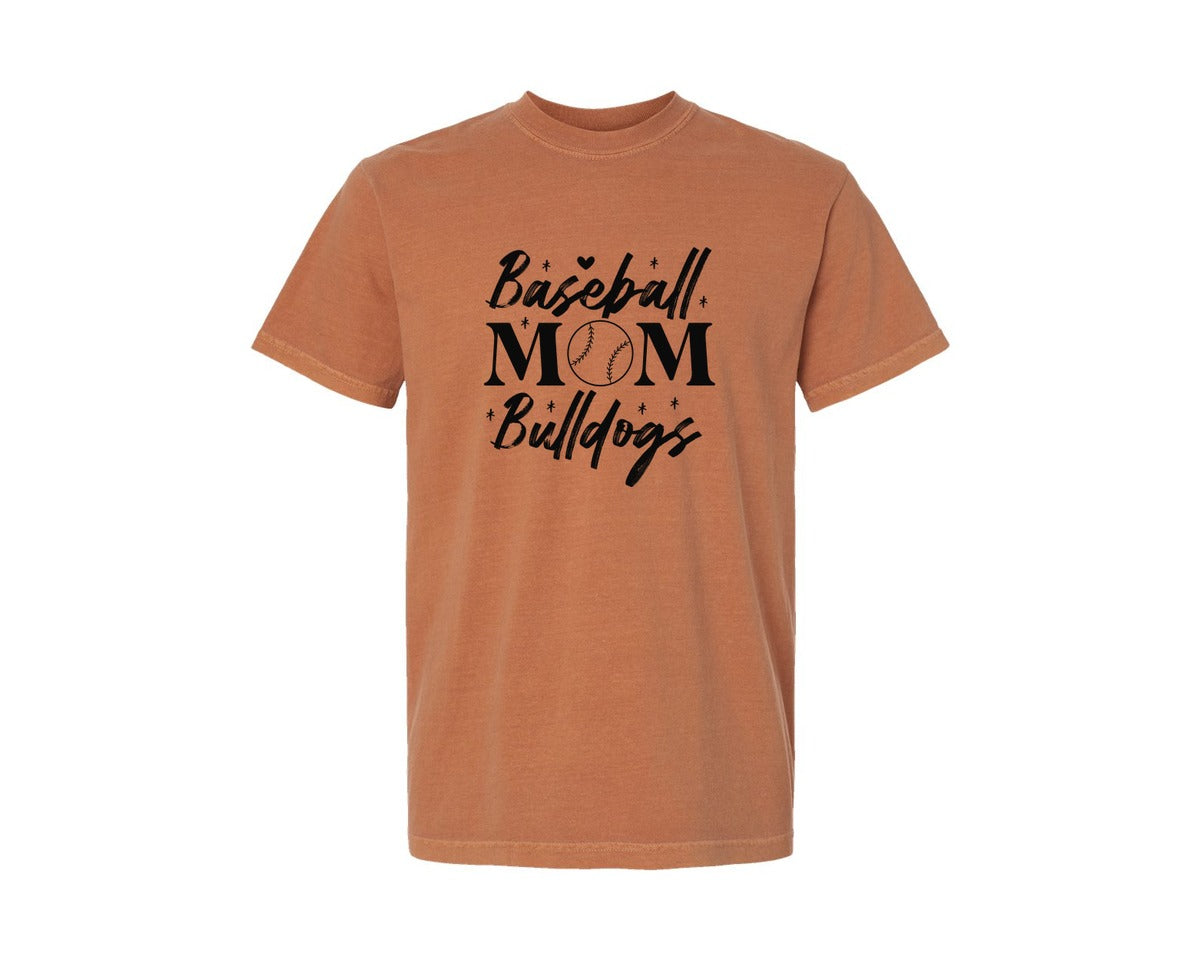 brand:Comfort Colors|color:Yam|Baseball Mom Bulldoge Baseball Graphic T-Shirt