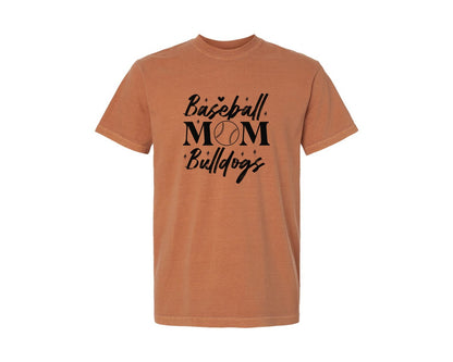 brand:Comfort Colors|color:Yam|Baseball Mom Bulldoge Baseball Graphic T-Shirt