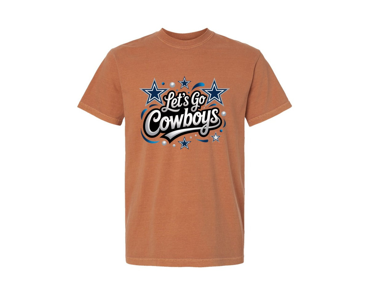 brand:Comfort Colors|color:Yam|Lets Go Cowboys Cowboy Tee Shirt Graphic T-Shirt