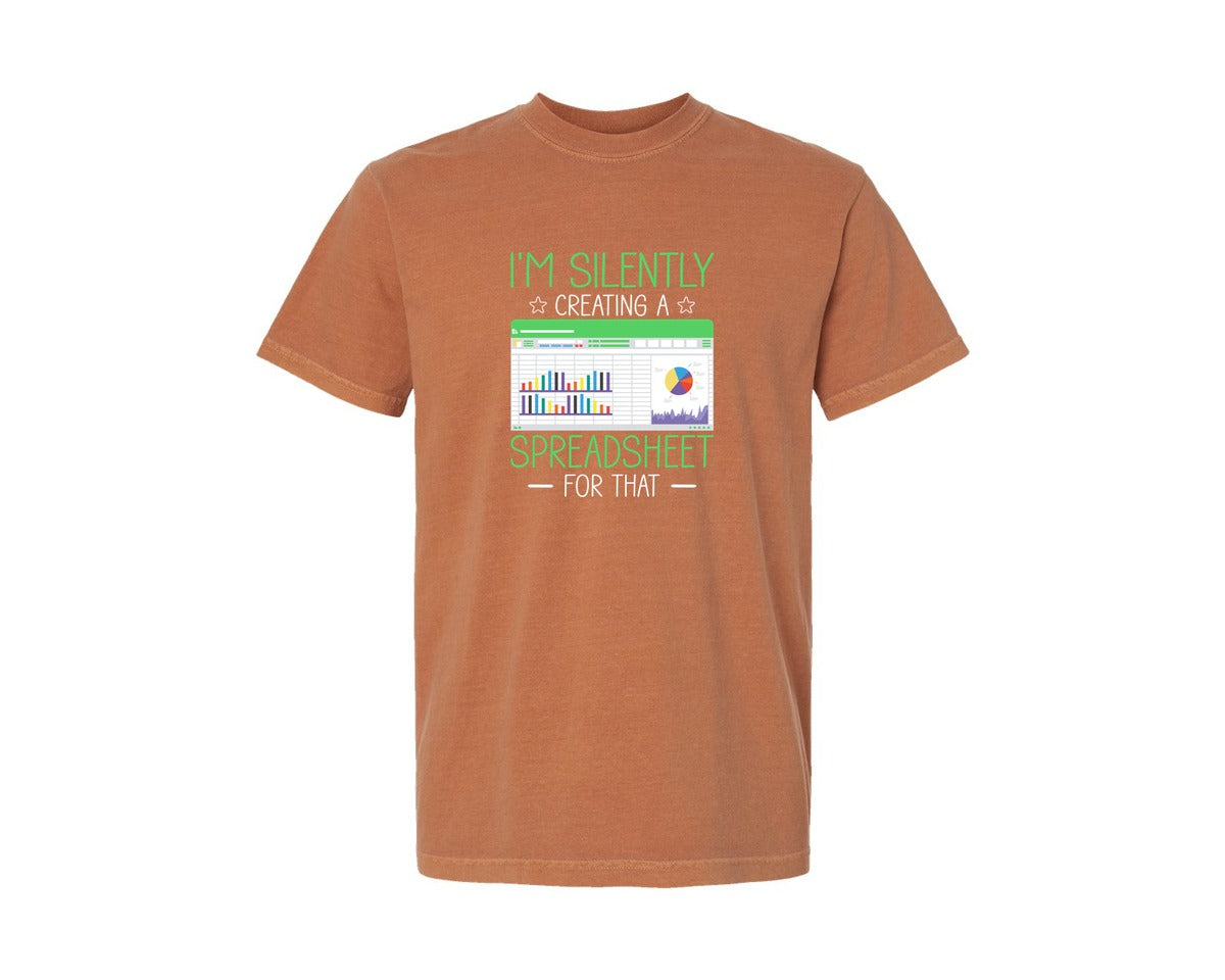 brand:Comfort Colors|color:Yam|Spreadsheet Nerd Analyst Excel Graphic T-Shirt