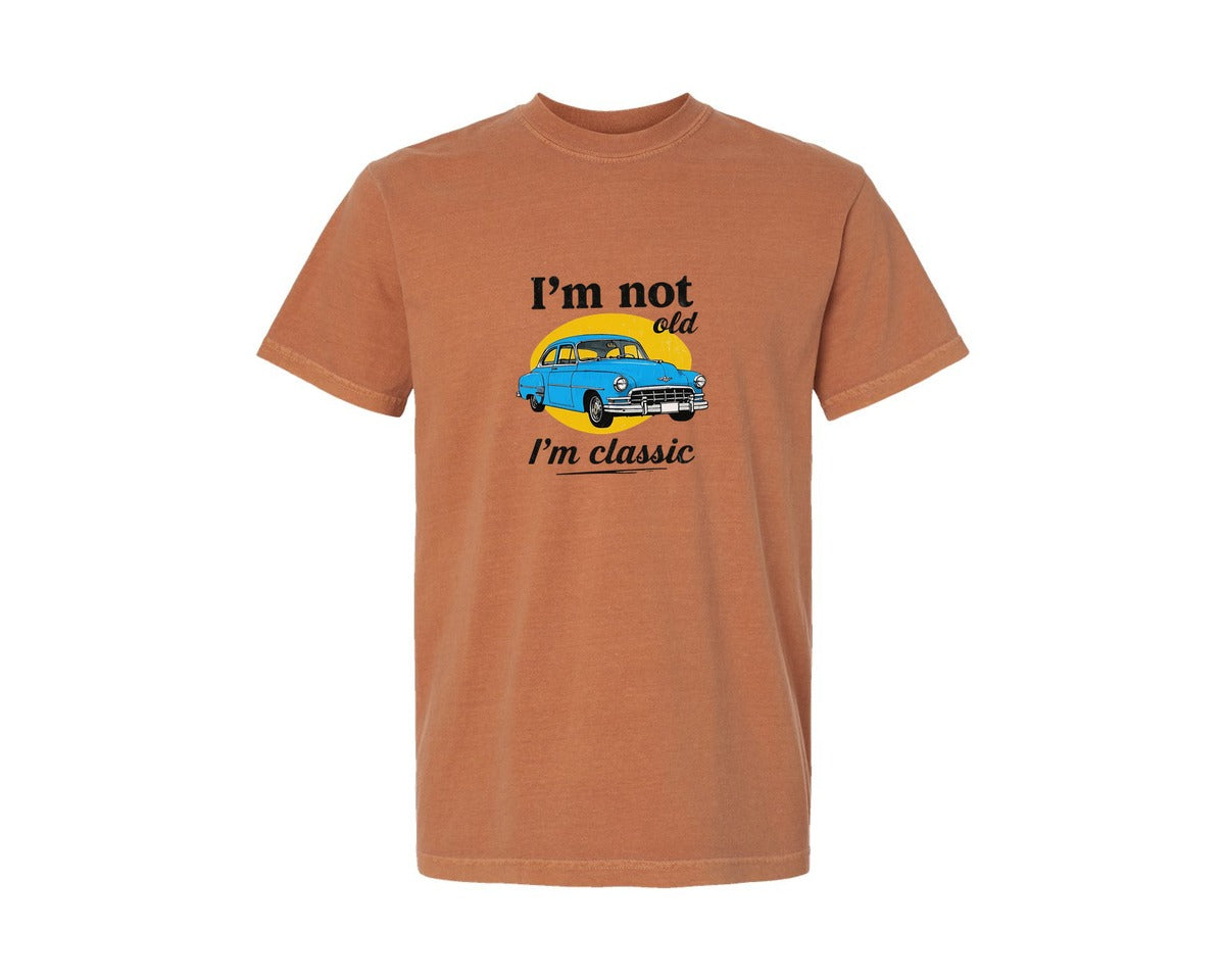brand:Comfort Colors|color:Yam|Classic Car With Quote T Shirt Design Graphic T-Shirt