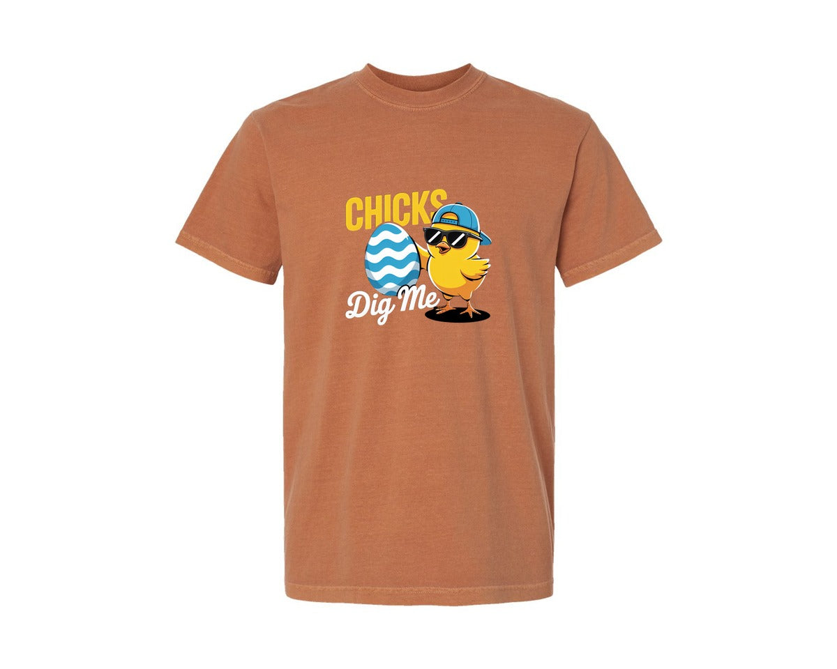 brand:Comfort Colors|color:Yam|Chicks Dig Me Chick 3 Graphic T-Shirt