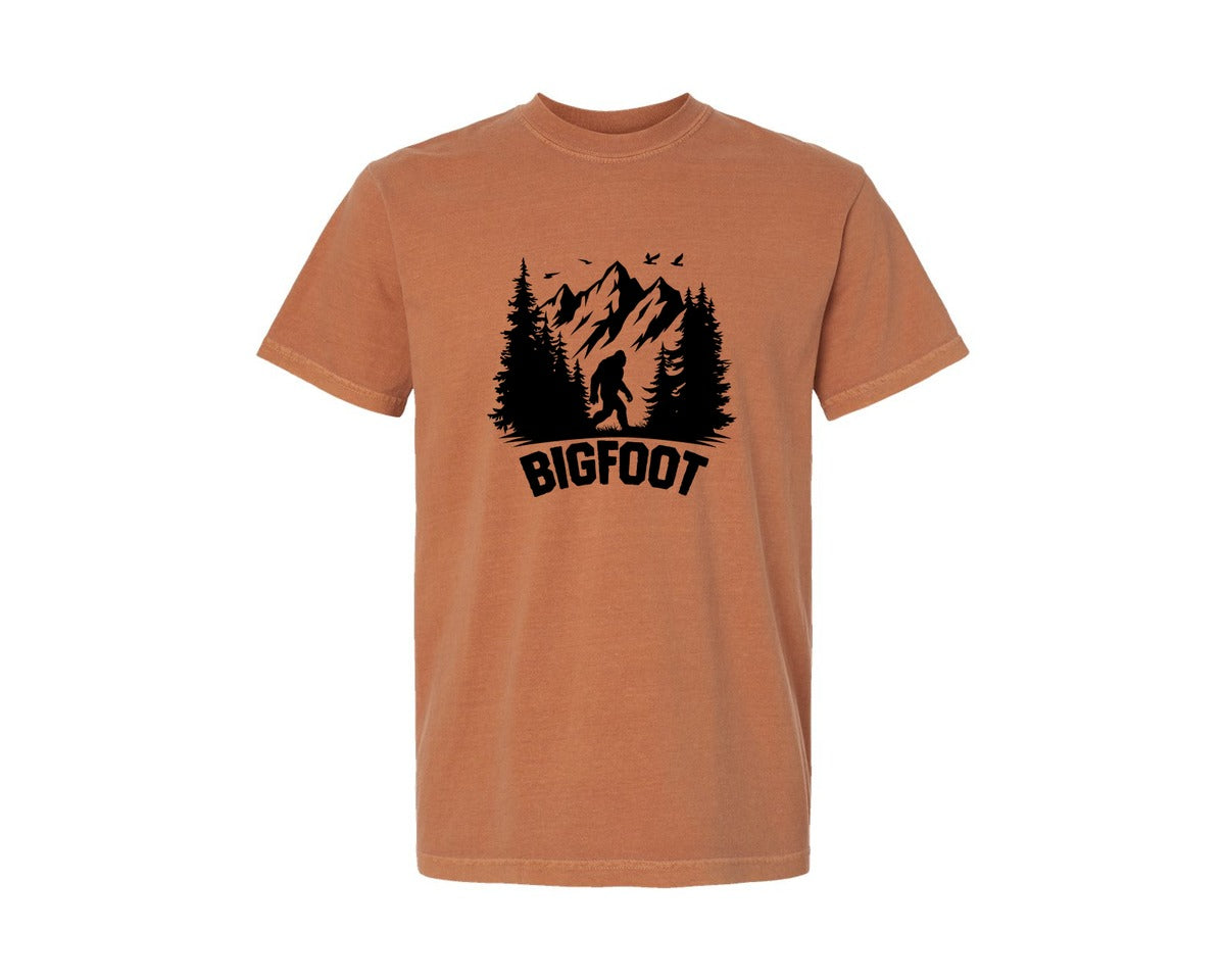 brand:Comfort Colors|color:Yam|Retro Bigfoot Silhouette Pixel Art Graphic T-Shirt