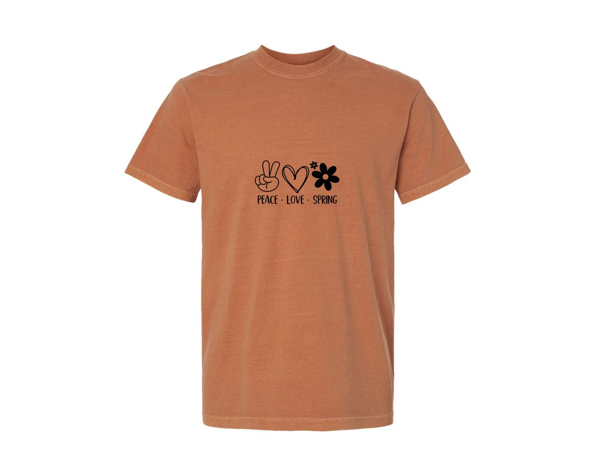 brand:Comfort Colors|color:Yam|Peace Love Spring 4 Graphic T-Shirt