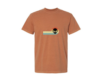 brand:Comfort Colors|color:Yam|Retro Vintage Alien Face T Shirt Design Graphic T-Shirt