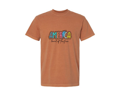brand:Comfort Colors|color:Yam|Retro America 4Th Of July 5 Graphic T-Shirt