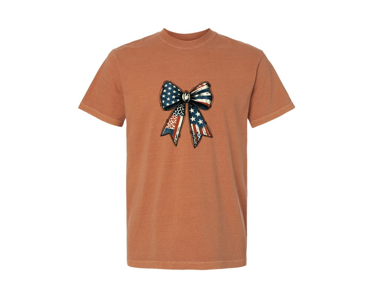 brand:Comfort Colors|color:Yam|Coquette American Girl Pngcoquette Bow Graphic T-Shirt