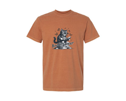 brand:Comfort Colors|color:Yam|Book Trovert Reading Cat Shirt Graphic T-Shirt